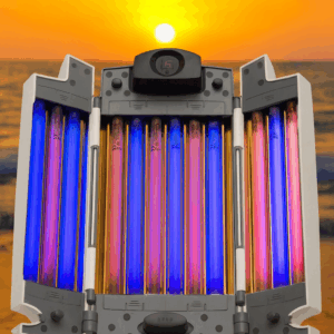 Facial Tanner – 12 Tube Tanning Lamp with Digital Timer | Portable Home Solarium with Cosmedico 15W Long-Life Lamps